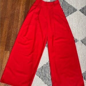 Cherry Tomato Bold Red wide Leg Flowy Dress Pants / Trousers